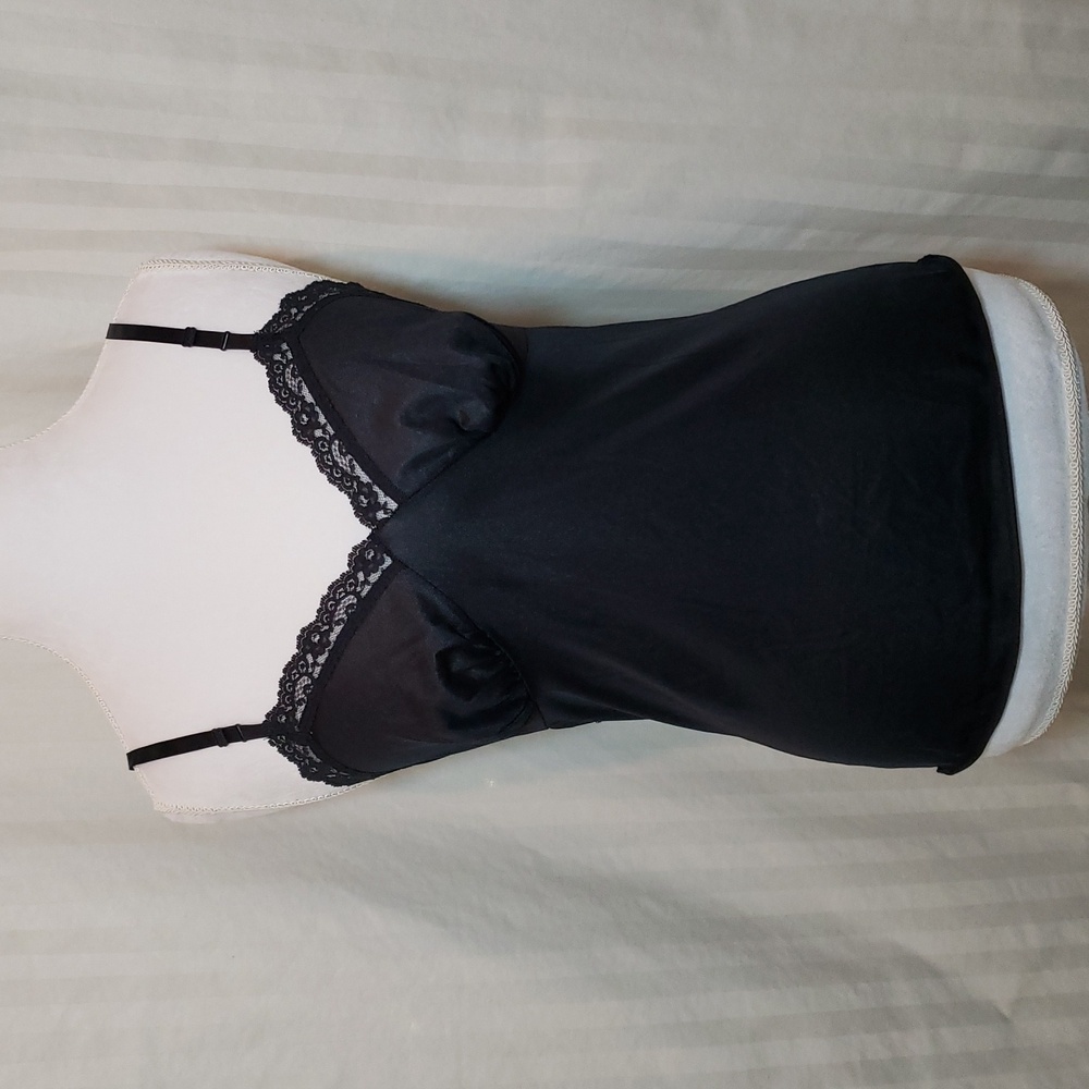 Vintage Nylon Camisole 100% Nylon Vintage Black Slip Black Nylon Top (B)